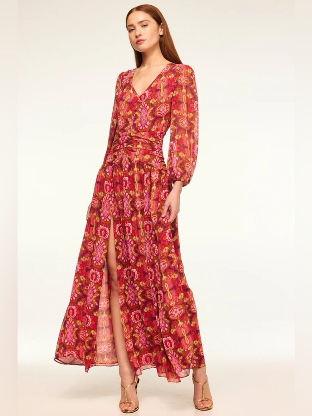 Misa Los Angeles - Imelda Floral Print Ruched Maxi Dress